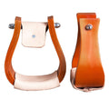 Wooden Offset Horse Saddle Stirrups Tan Large L57342