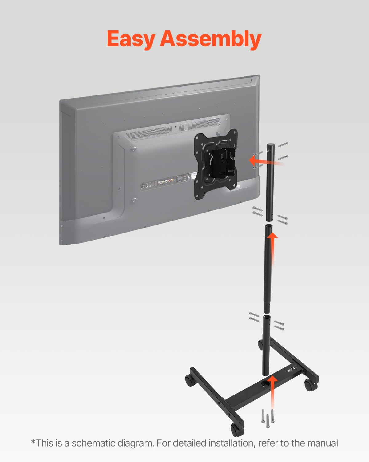 Rolling TV Stand for 17-55 Inch Screens with Wheels G45265