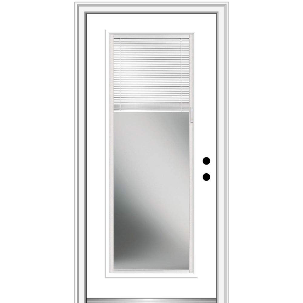 Steel Brilliant White Left Hand In-swing Prehung Door Full Lite Clear Glass 36" x 80" S544020