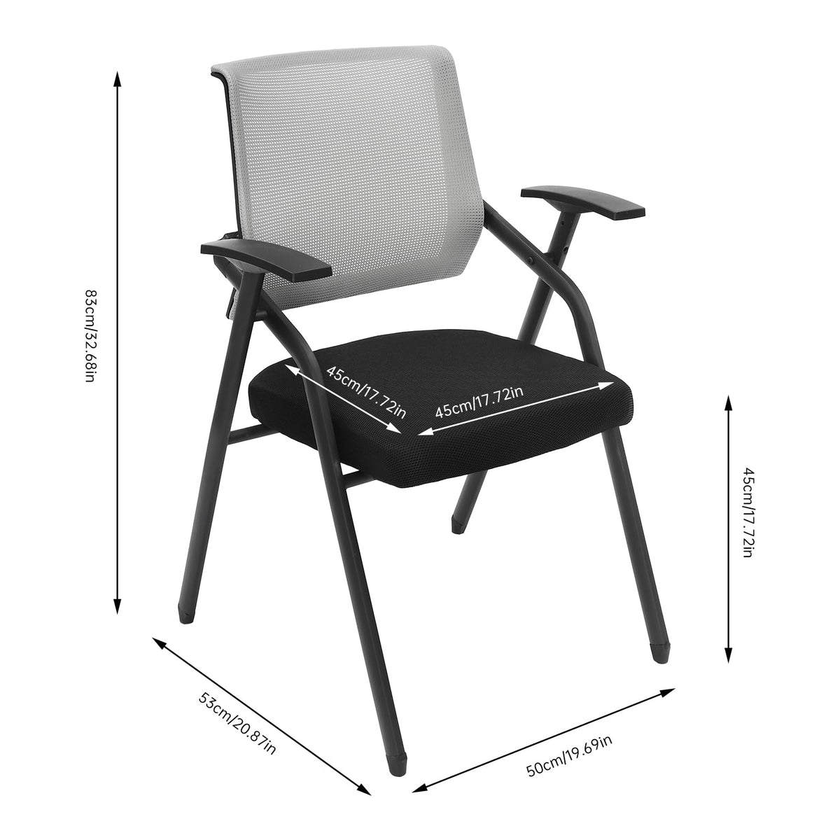 Grey Stackable Folding Mesh Office Chair with Arms Y52233