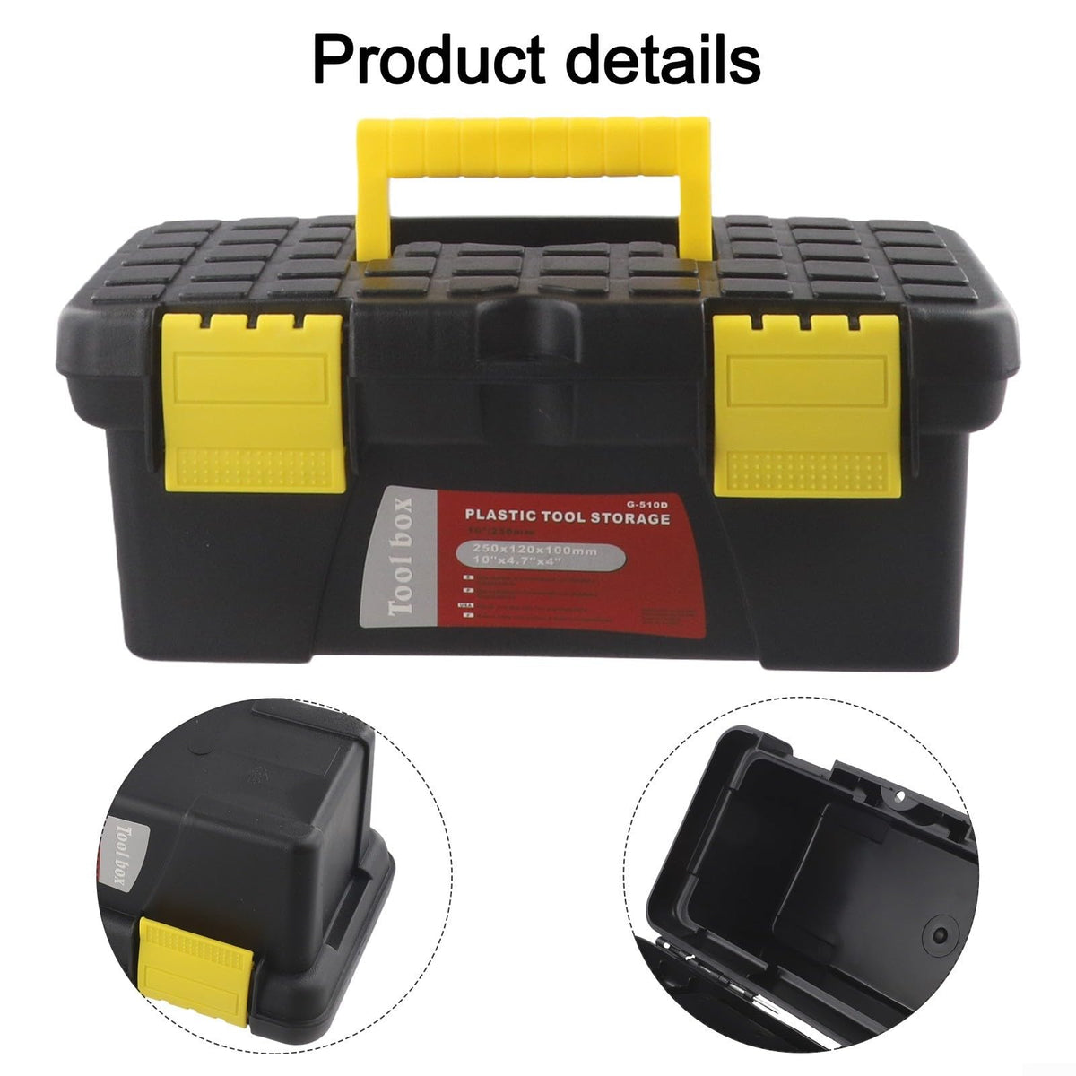 10 Inch Black Plastic Tool Storage Box F899649