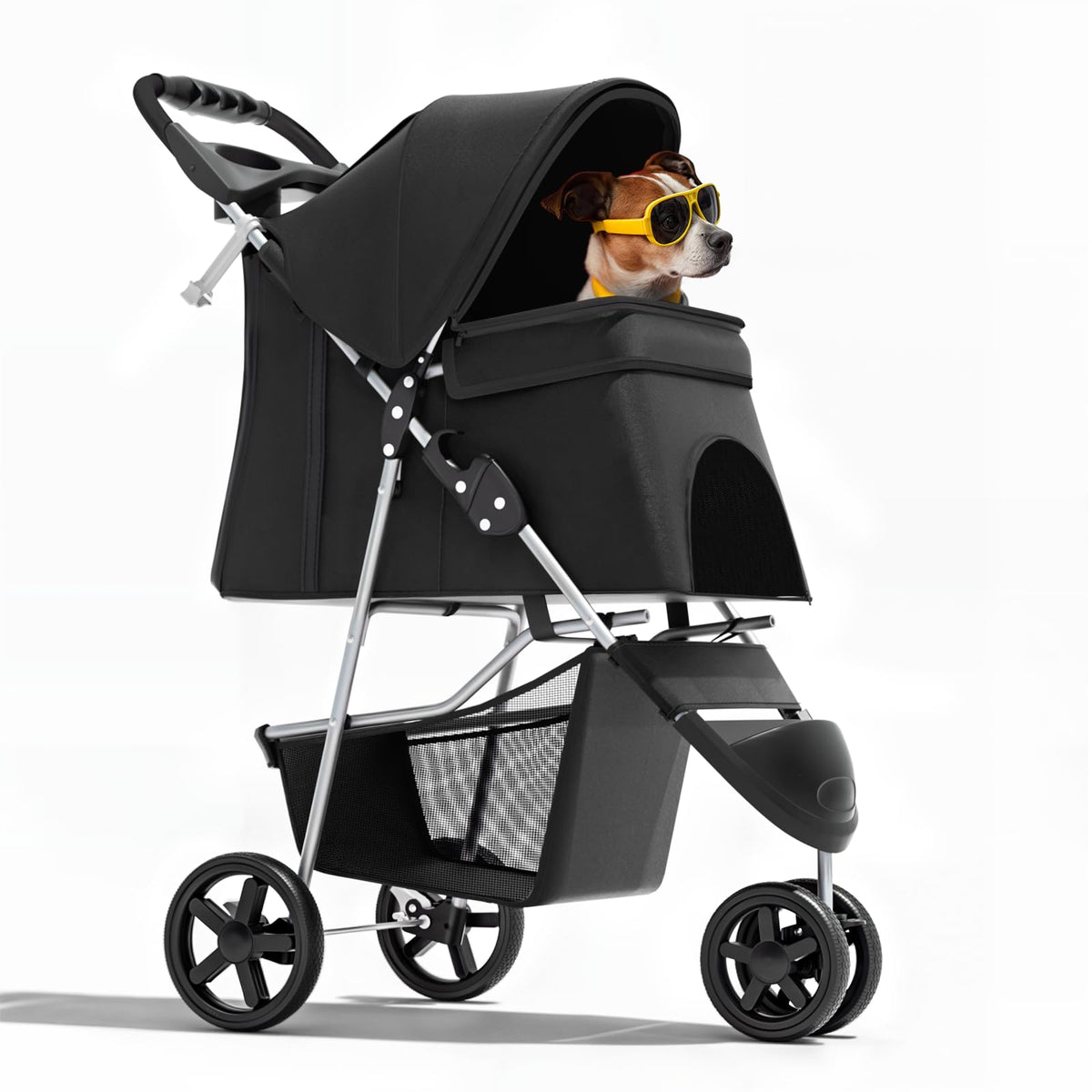 3-Wheel Pet Stroller for Small/Medium Dog Cat, Up to 33lbs, Black U8543