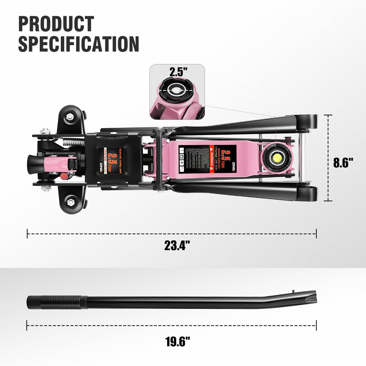 Low Profile Hydraulic Trolley Floor Jack 2.5 Ton Pink Z252519
