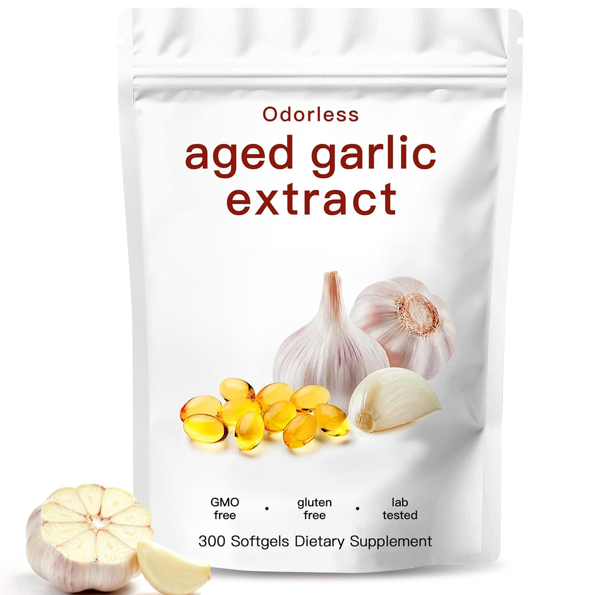 Odorless Organic Garlic Capsules 300 Softgels U49254