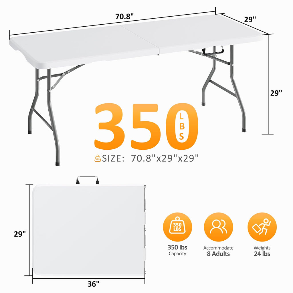 6ft HDPE Plastic Folding Table Y724111