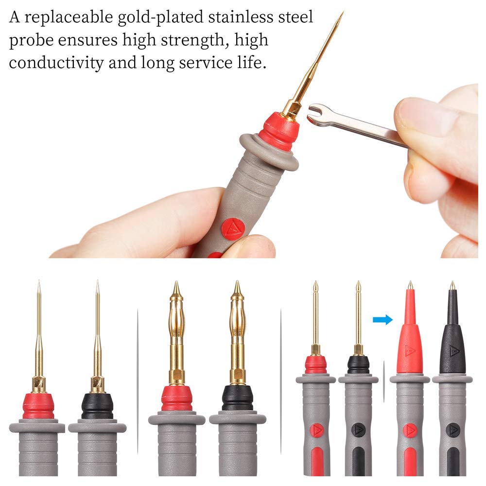 25-Piece Multimeter Leads Kit with Probes, Alligator Clips, Test Hooks and Back Probe Pins V98251