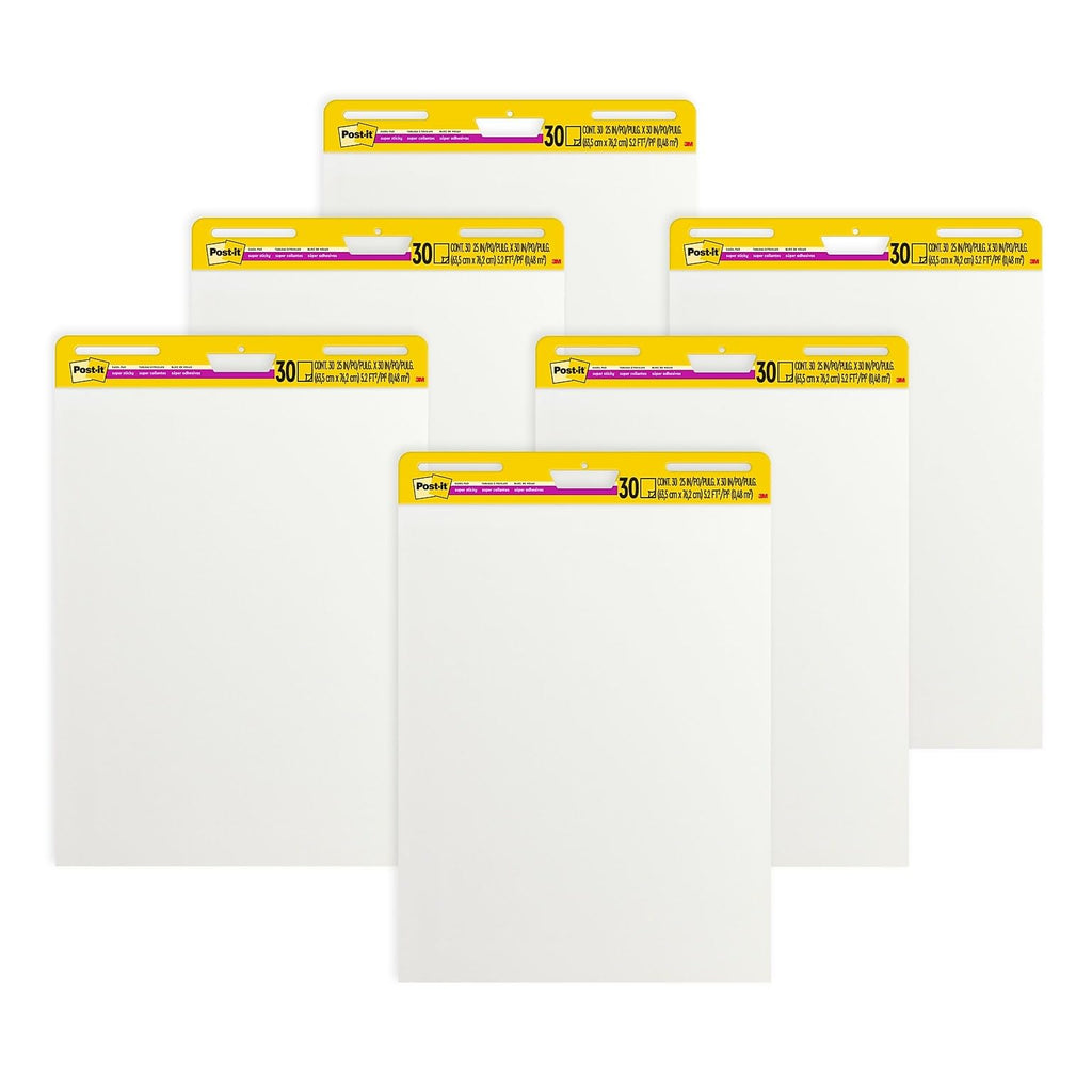 Super Sticky Wall Easel Pad, 25" x 30", 20 Sheets/Pad, 6 Pads/Pack A876918