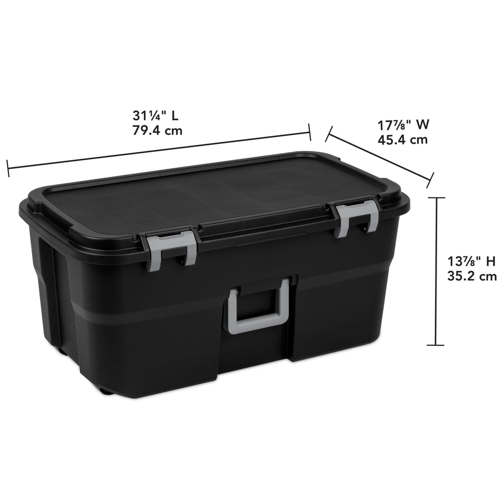 22 Gallon Black Wheeled Plastic Storage Trunk F5369