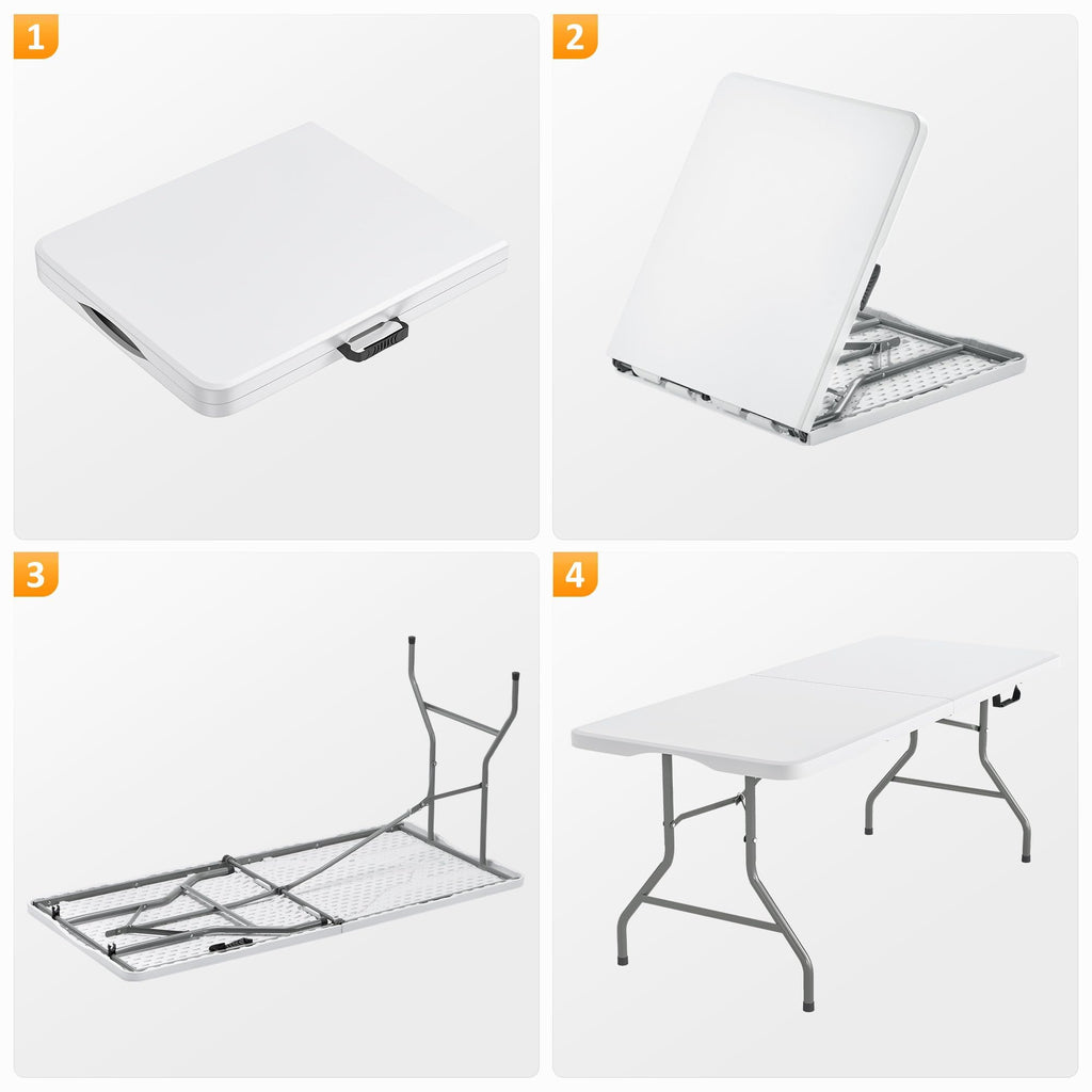 6ft HDPE Plastic Folding Table Y724111