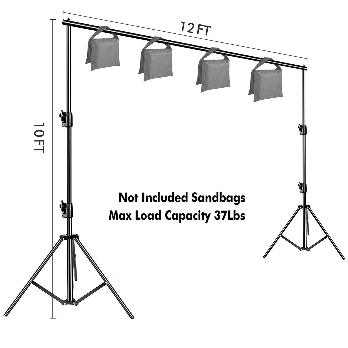12ft x 10ft Adjustable Photography Backdrop Stand Kit with Carry Bag R95234
