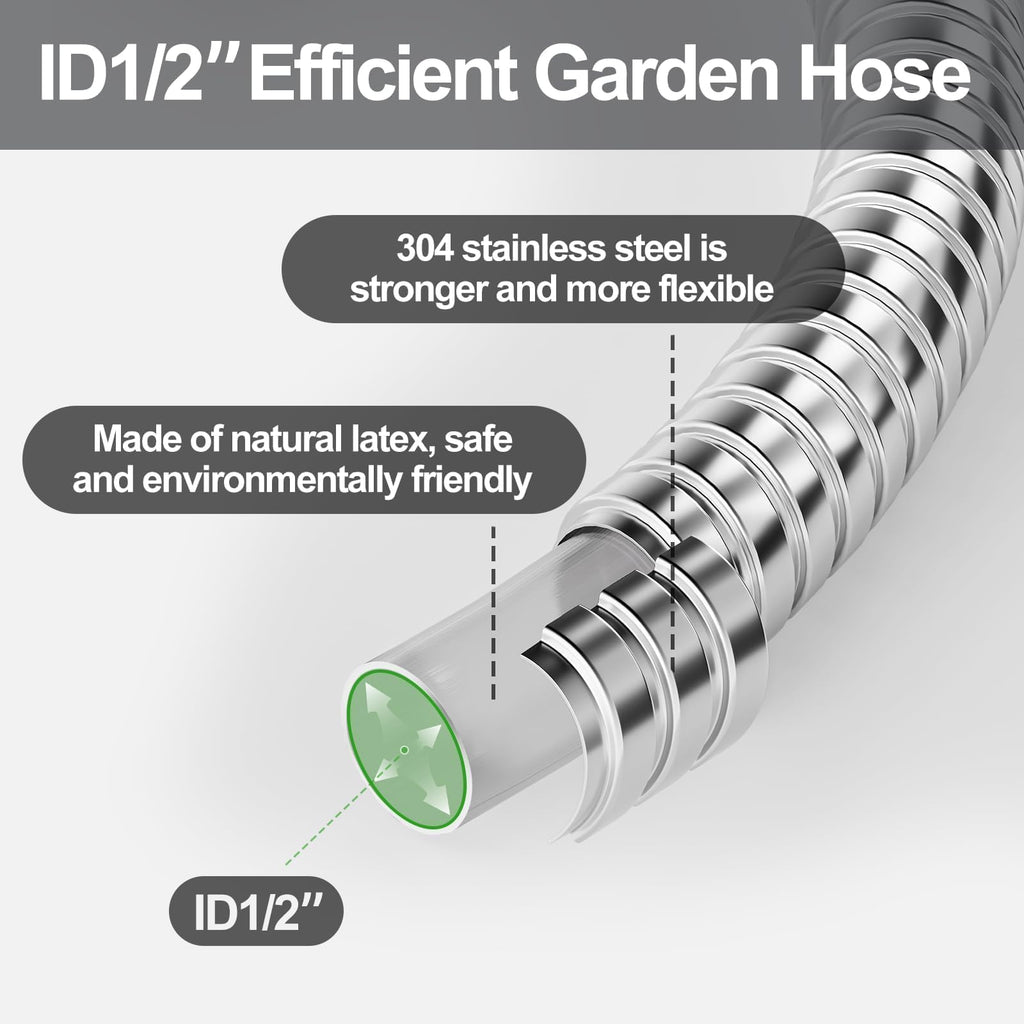 1/2"x 100FT 304 Stainless Steel Metal Hose with Blue Nozzle E566