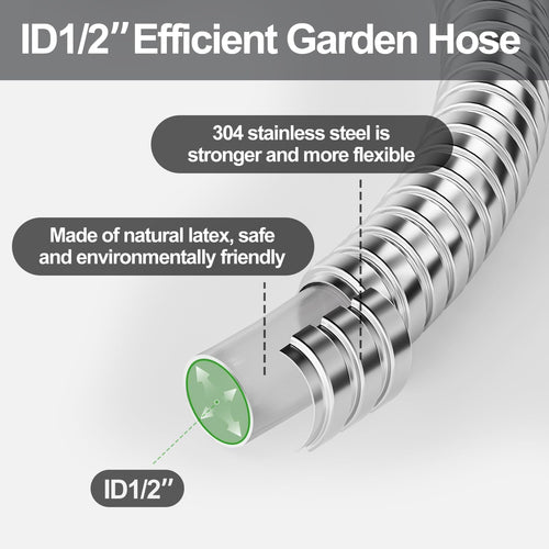 1/2"x 100FT 304 Stainless Steel Metal Hose with Blue Nozzle E566