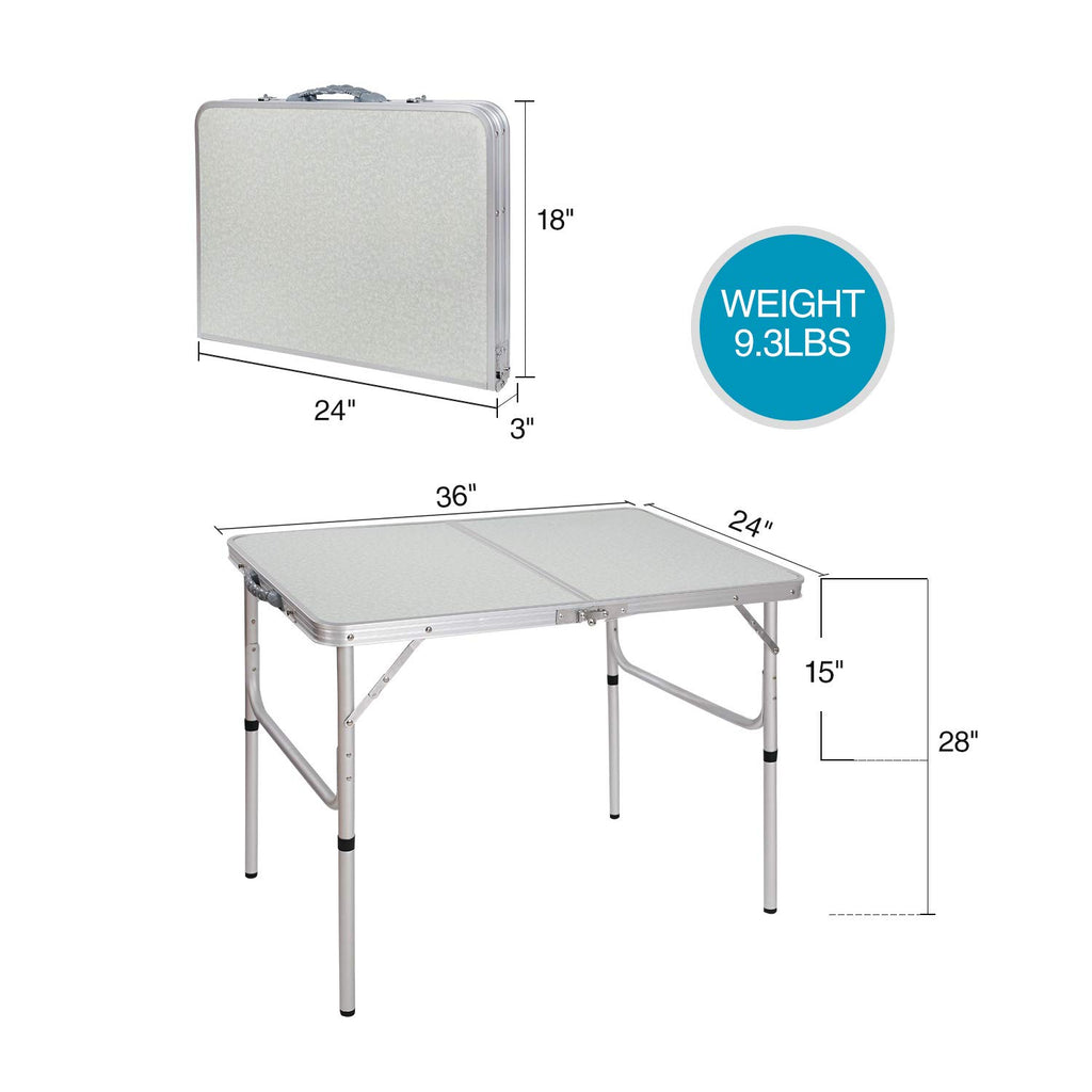Lightweight Portable Aluminum Folding Camping Table with Adjustable Legs V93666