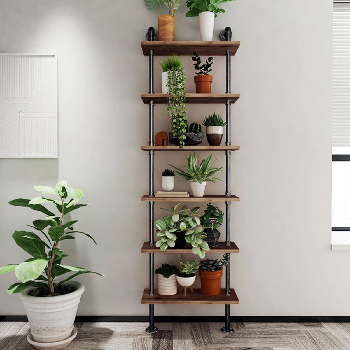 Industrial Pipe 6 Tier Bookshelf X52013
