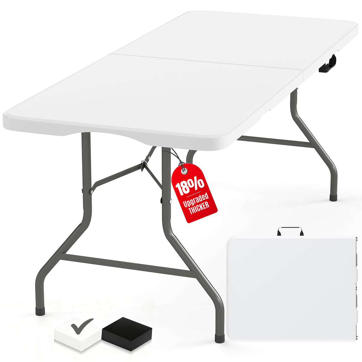 6ft HDPE Plastic Folding Table Y724111