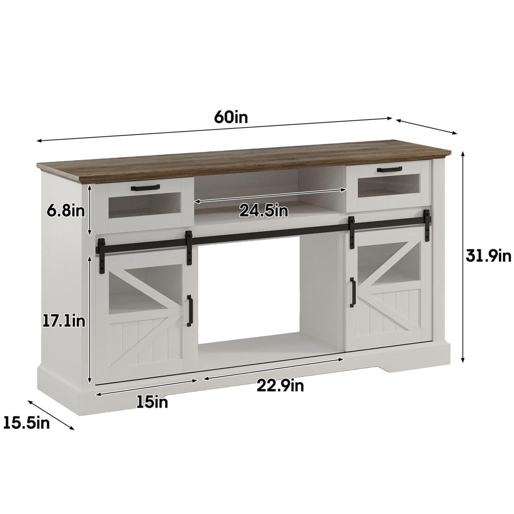 TV Stand with Storage Cabinet and Sliding Barn Doors L5361