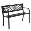 4 Feet Heavy-Duty Metal Patio Bench with Backrest Armrests P1609