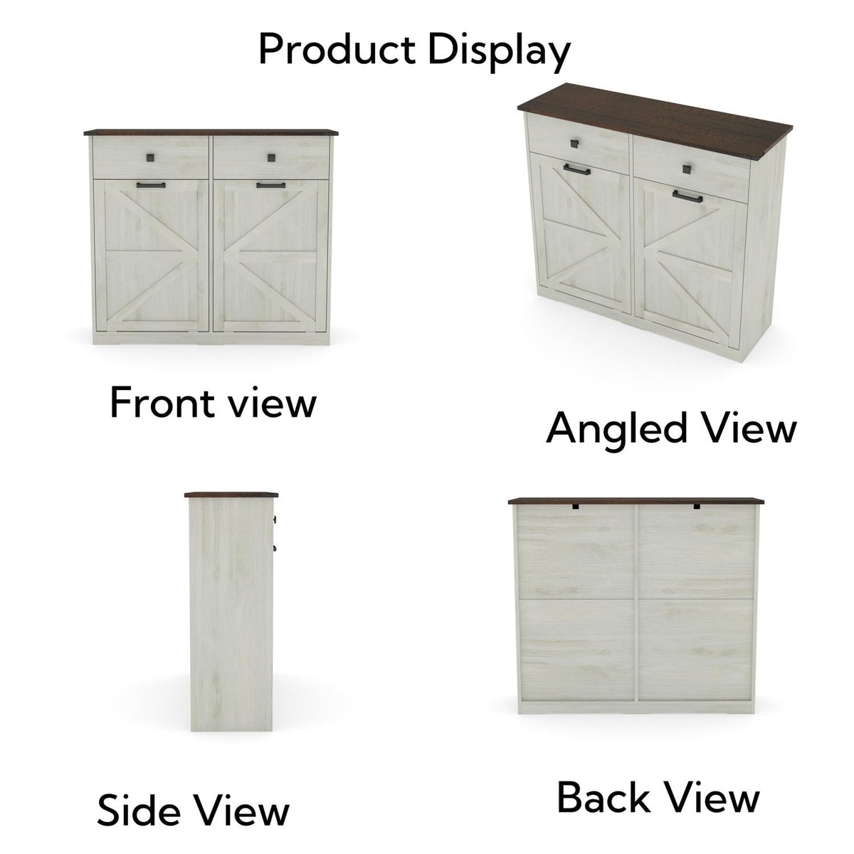 Brown and Antique White 20 Gallon Tilt-Out Trash Cabinet O815