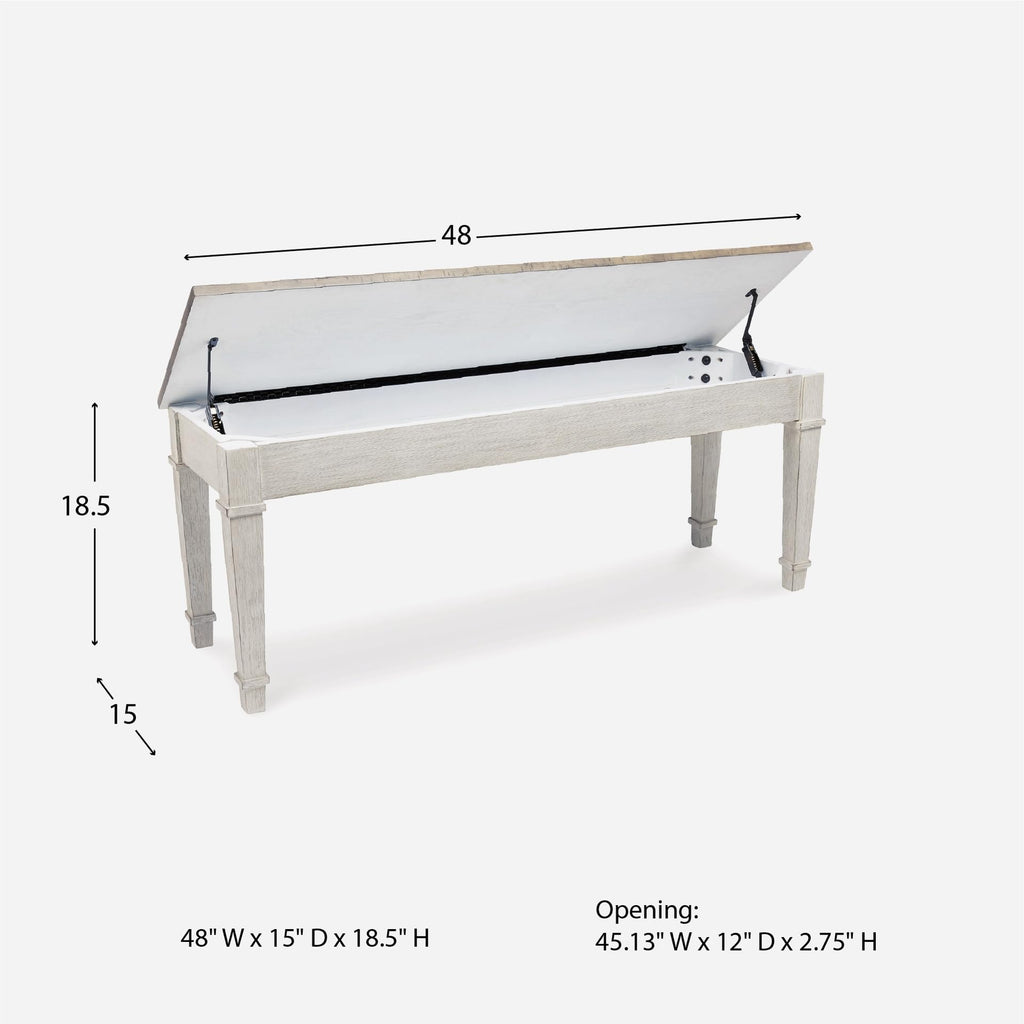 White Light Brown Wood Storage Bench C574893