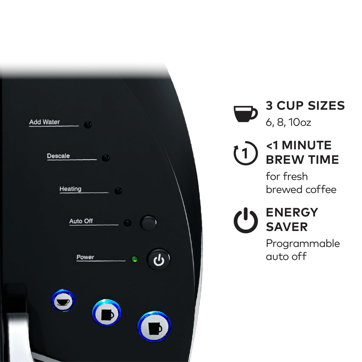 Single Serve K-Cup Pod Coffee Maker with 3 Brew Sizes, Black B9916