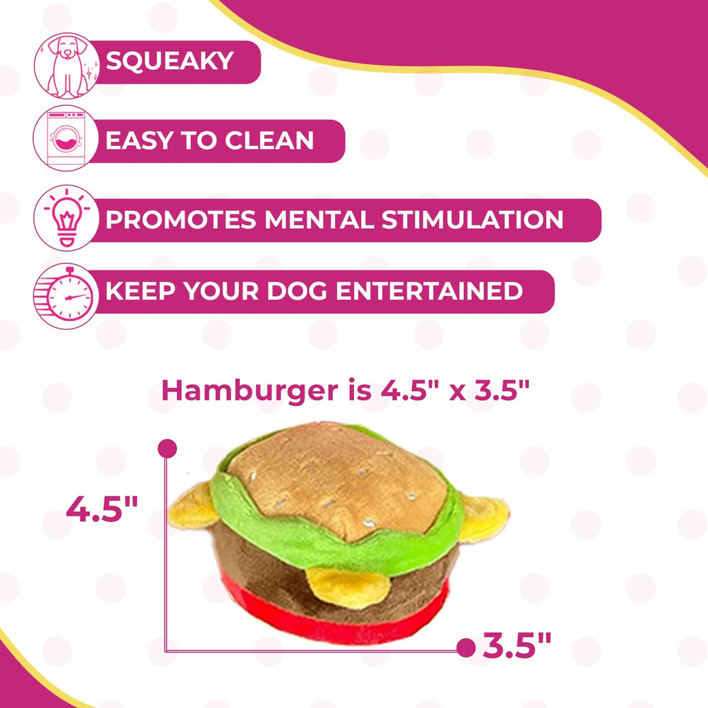Hamburger Dog Toy with Squeaker J6515