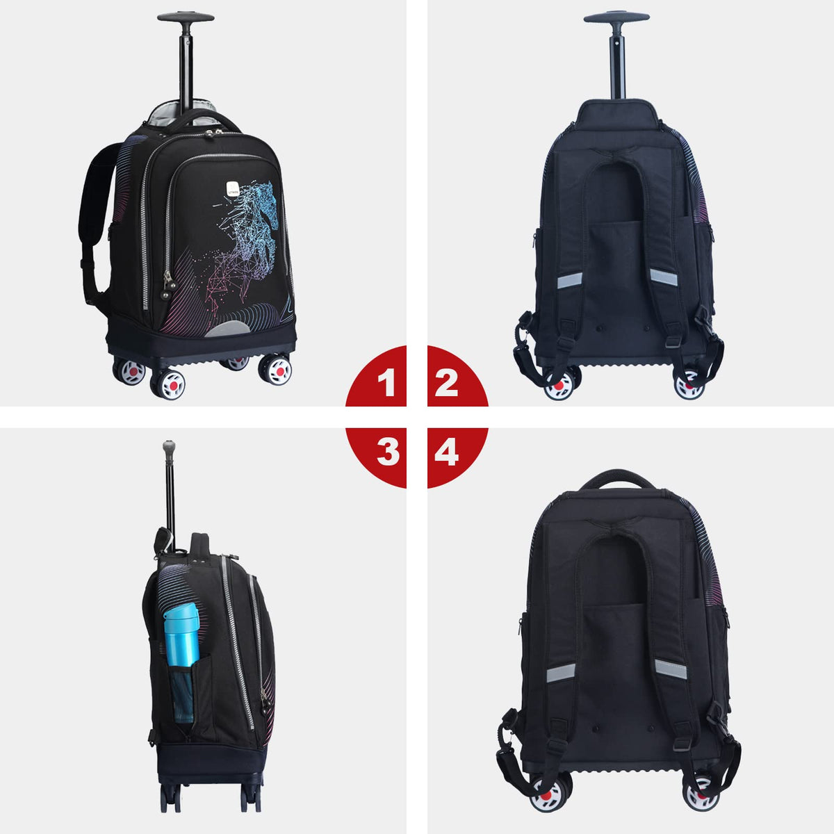 Rolling Backpack with Wheels Fits 15.6 Inch P112