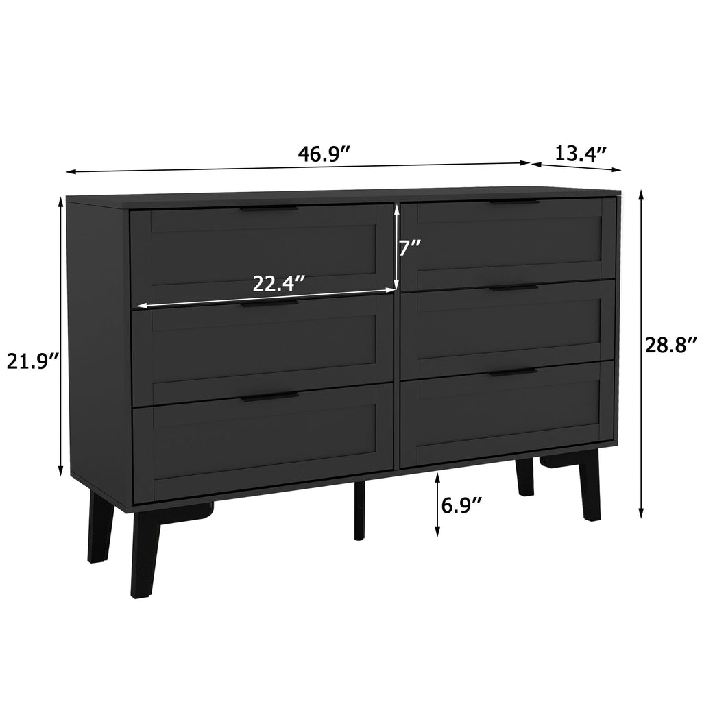 Black 6 Drawer Dresser R18947