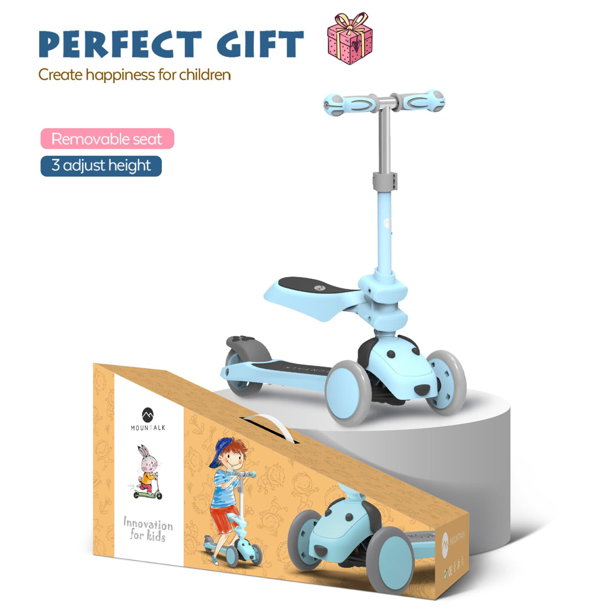 Kids 3 Wheels Scooter with Adjustable Heights and LED Wheels F20269