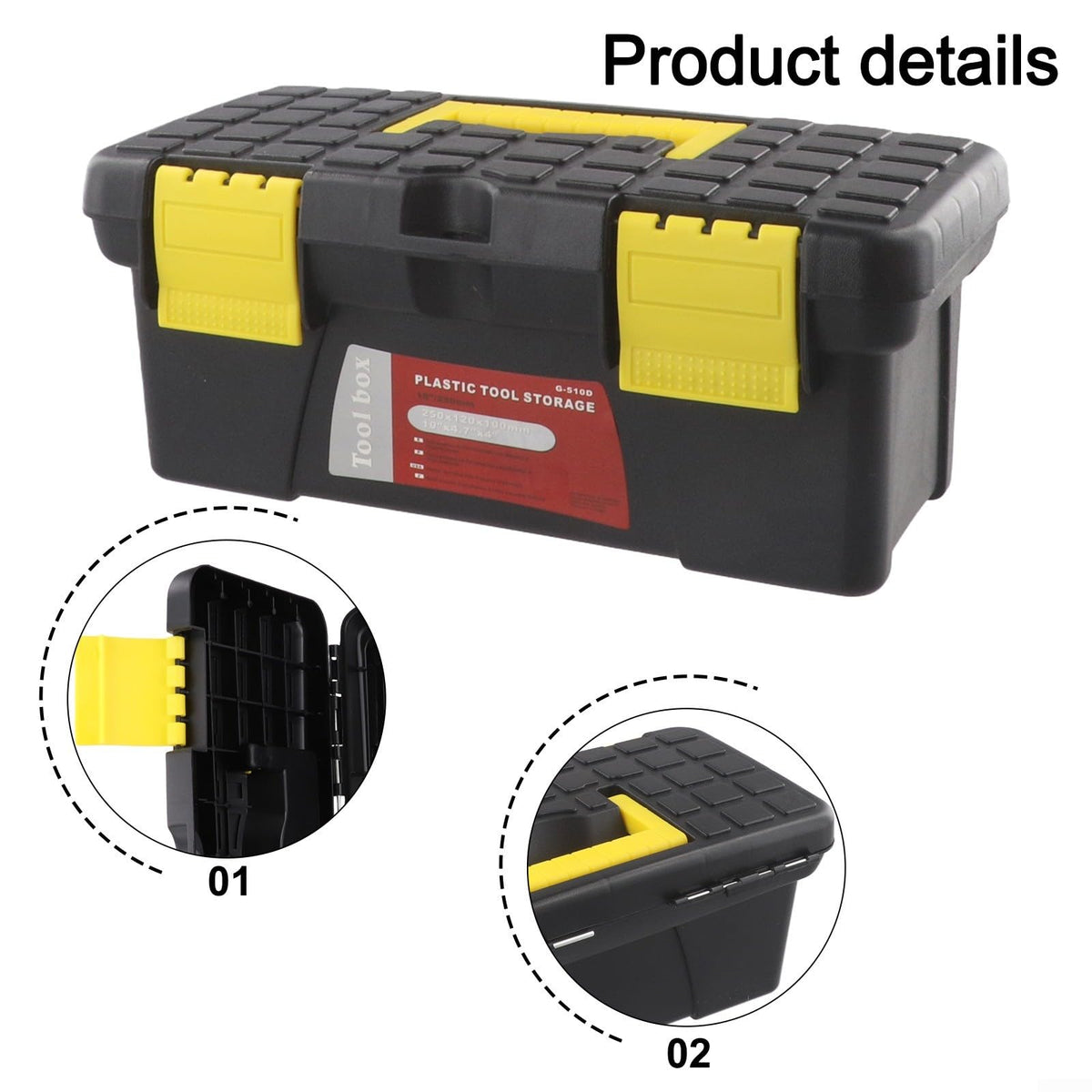 10 Inch Black Plastic Tool Storage Box F899649