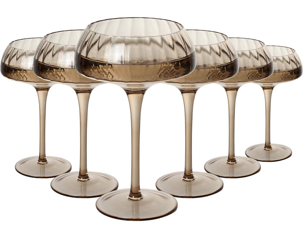 Smoke Gray Coupe Glasses Set of 6 N136