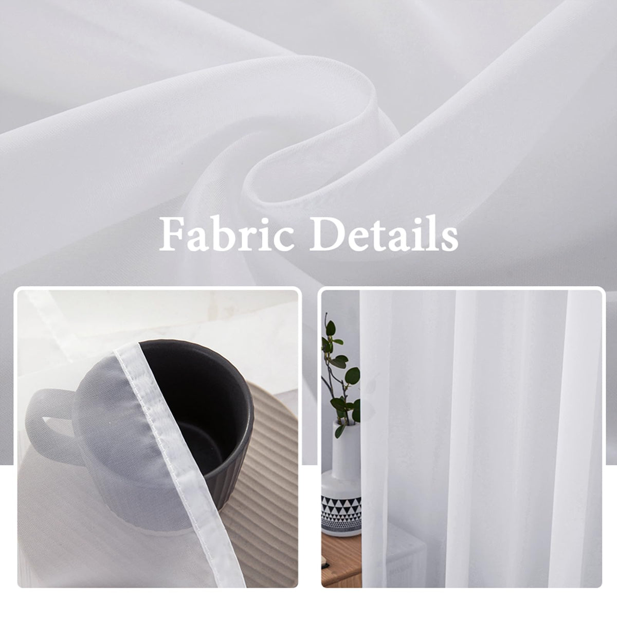 White 25 x 72 Inches Sidelight Sheer Curtains P5712