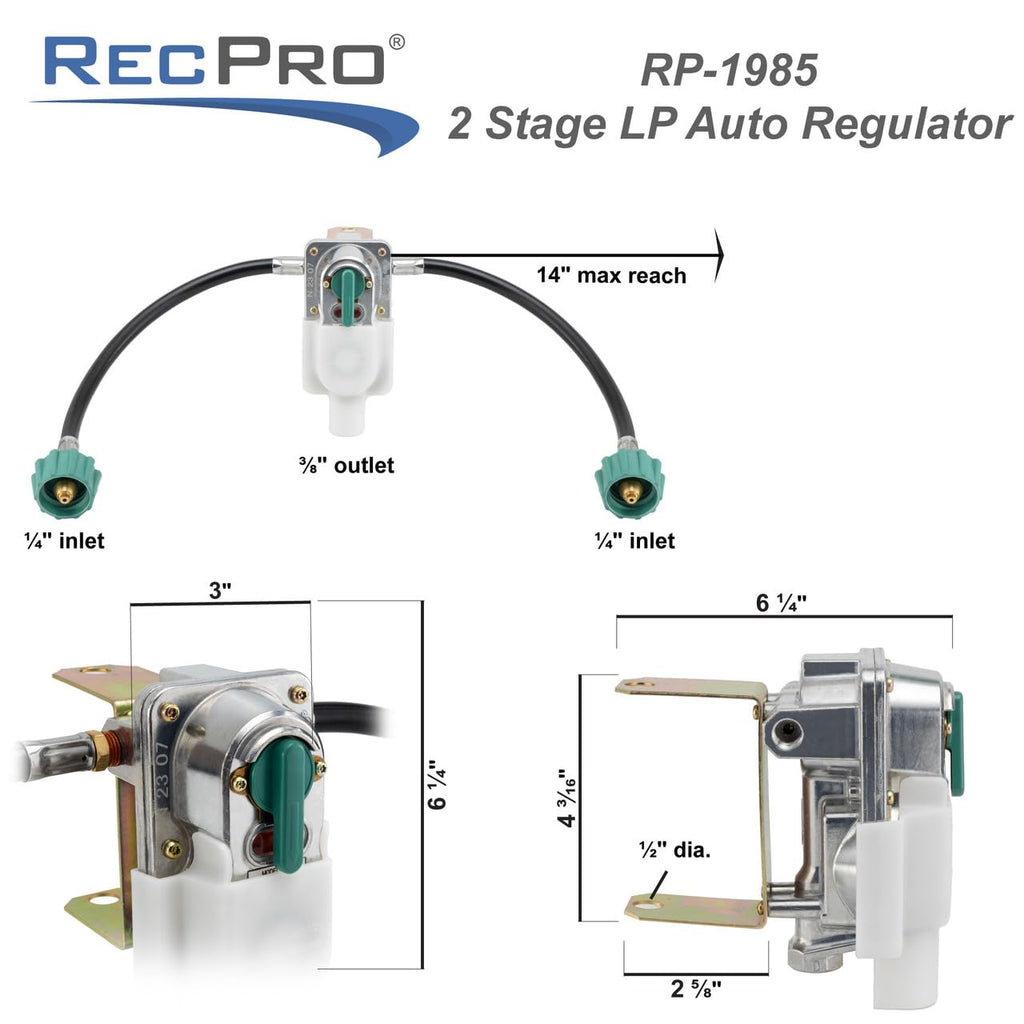 RV 2-Stage Auto Changeover Propane Regulator with Hose B72972