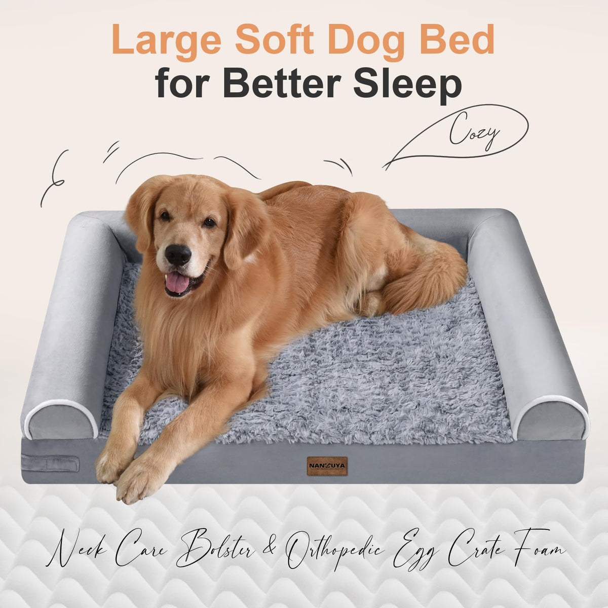 Light Grey 36 x 27 Inch Orthopedic Dog Bed R59789
