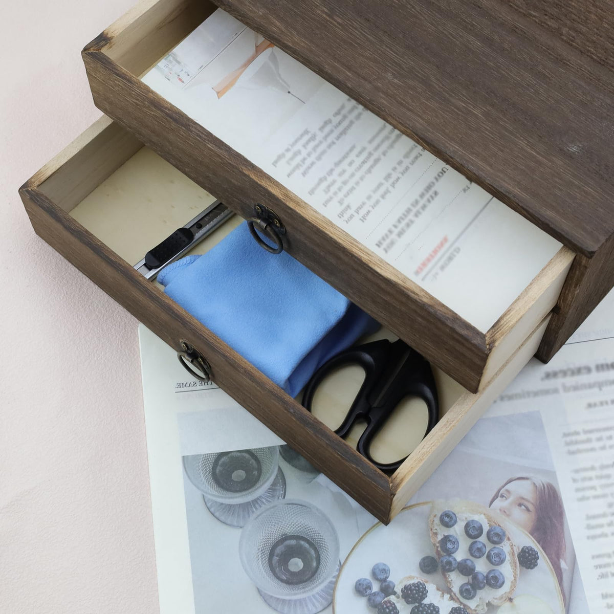 Wooden Desk Organizer with Drawer U139846