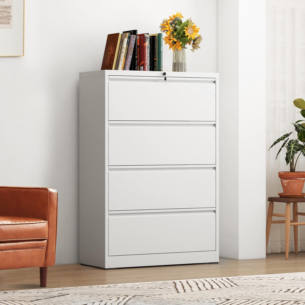 Black 4-Drawer Locking Lateral File Cabinet V789478