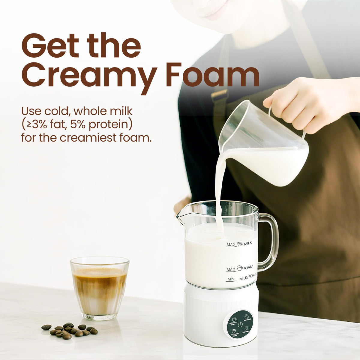 4-in-1 Electric Milk Frother and Steamer 13.52oz X7558