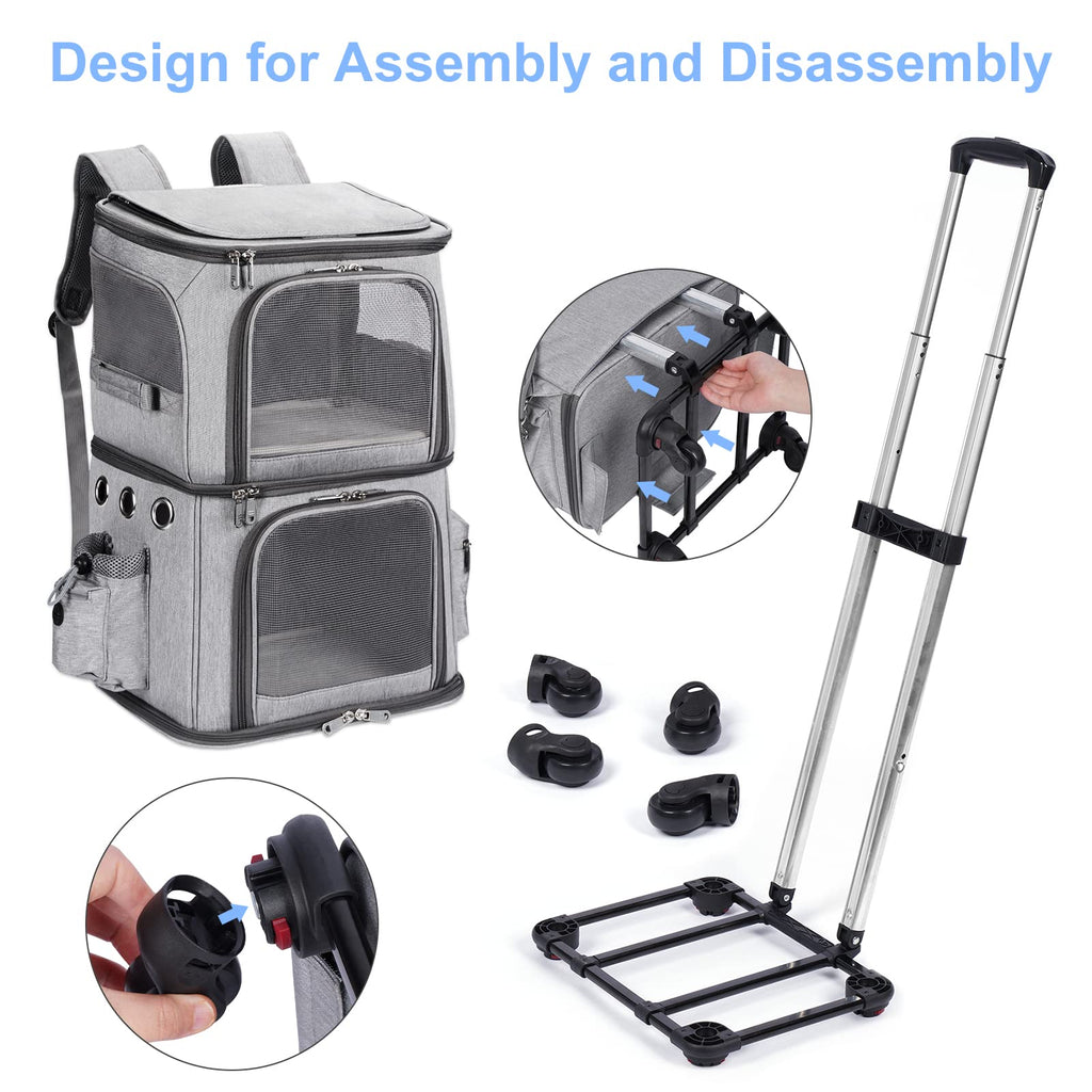 Double-Compartment Cat Backpack Carrier with Wheels N45608