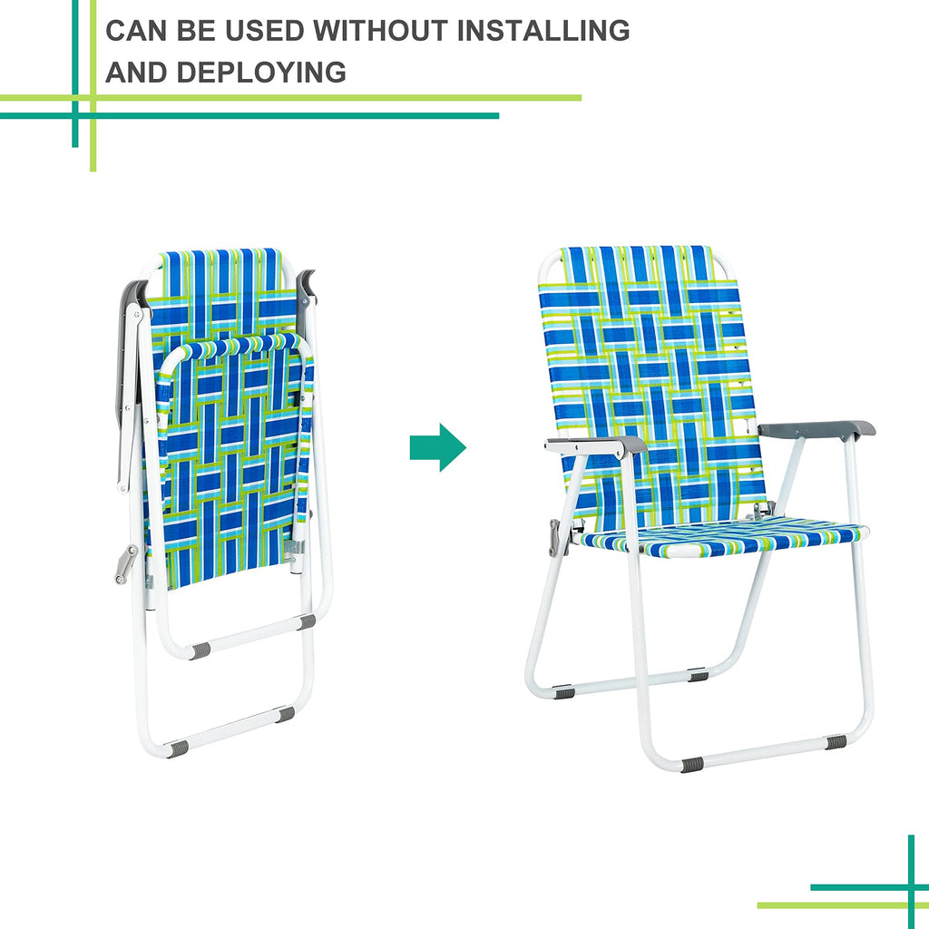 Blue Strip Set of 2 Folding Beach Chairs D83066