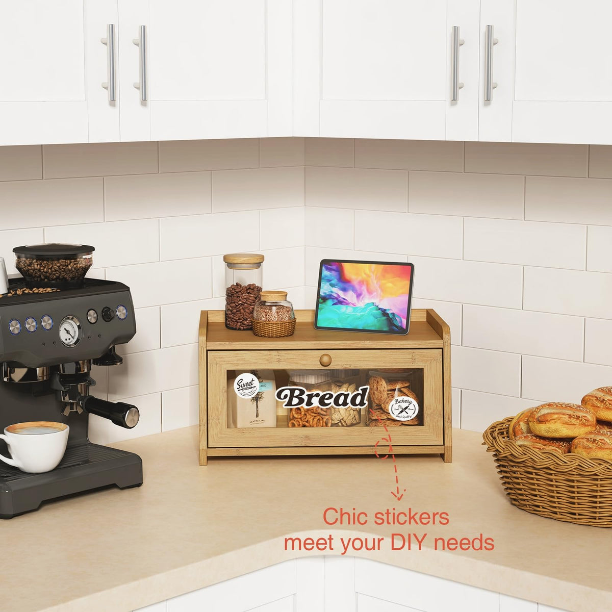 Wood Bread Box with Window Y685