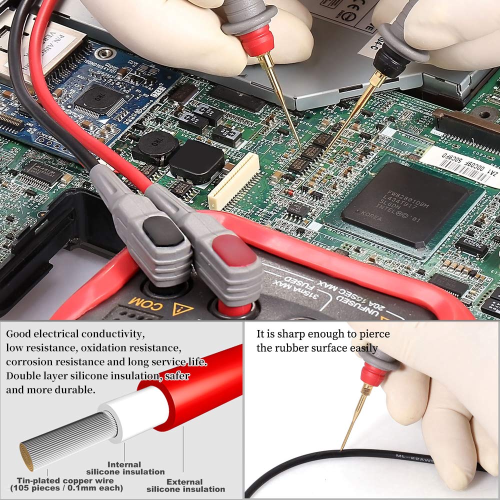 25-Piece Multimeter Leads Kit with Probes, Alligator Clips, Test Hooks and Back Probe Pins V98251