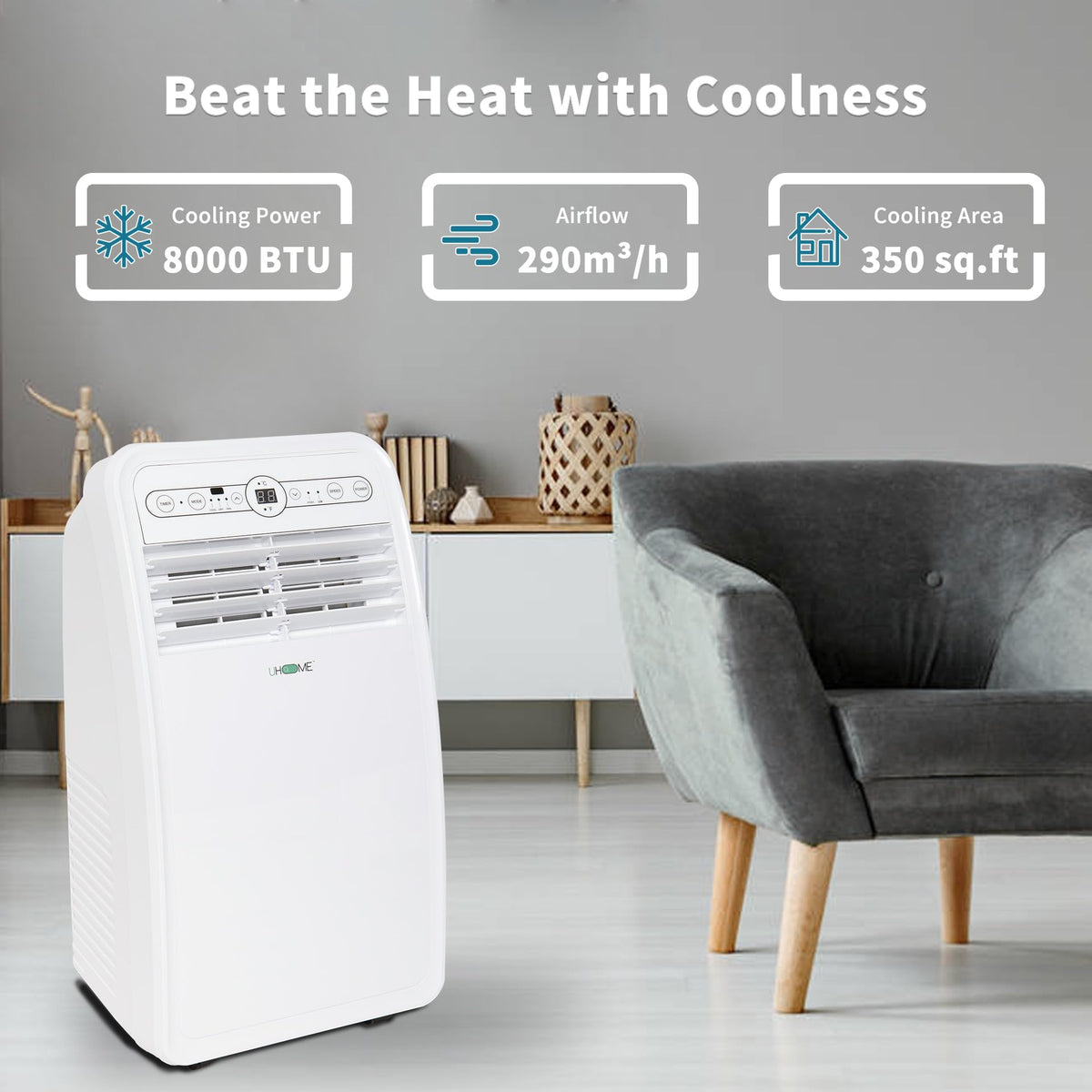 8000 BTU White Portable Air Conditioner J844424