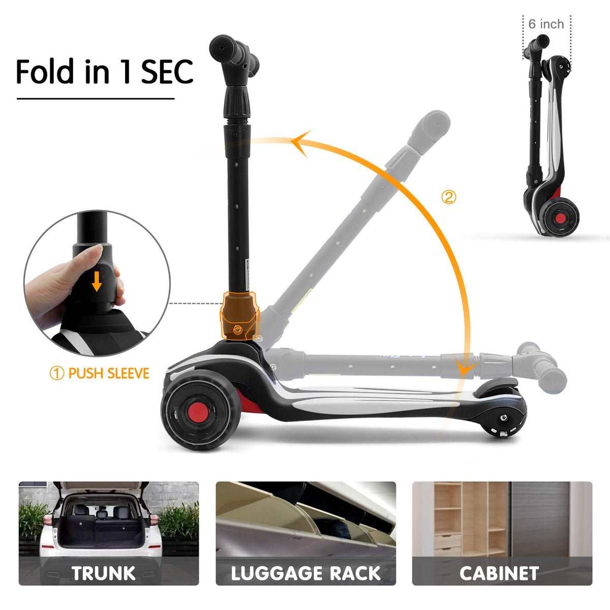 3 Wheels Scooter with Adjustable Height & LED Light V28911