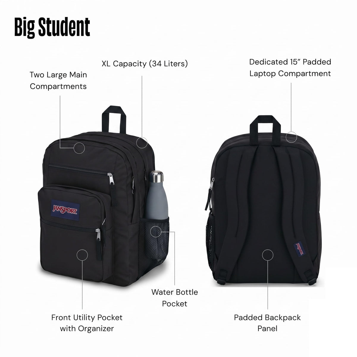 Laptop Backpack with 2 Compartments Black T101