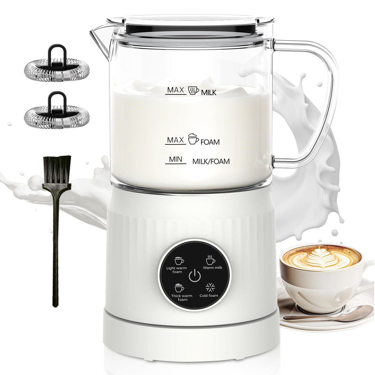 4-in-1 Electric Milk Frother and Steamer 13.52oz X7558