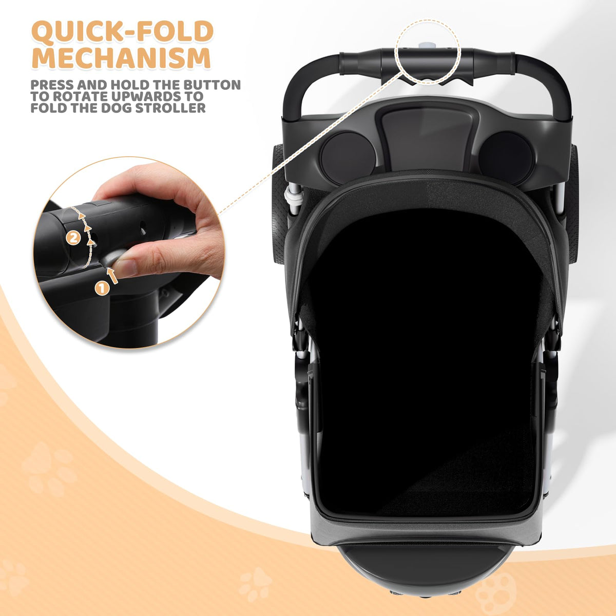 3-Wheel Pet Stroller for Small/Medium Dog Cat, Up to 33lbs, Black U8543