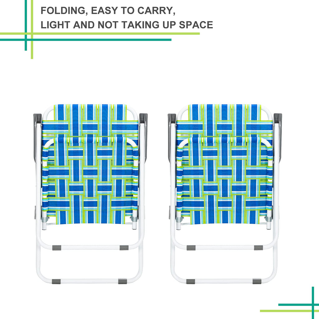 Blue Strip Set of 2 Folding Beach Chairs D83066
