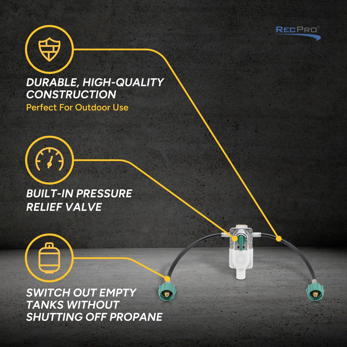 RV 2-Stage Auto Changeover Propane Regulator with Hose B72972