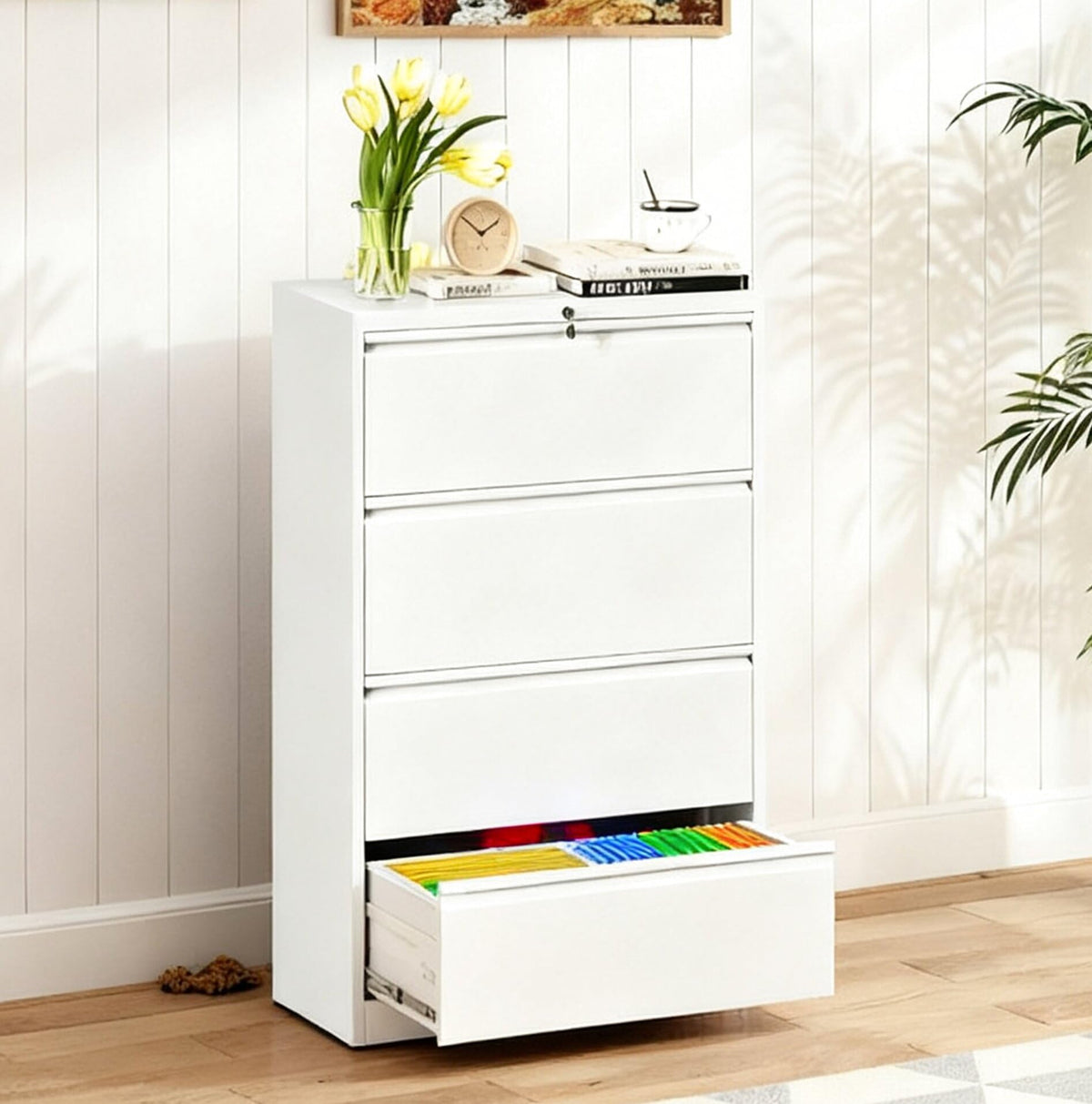 Black 4-Drawer Locking Lateral File Cabinet V789478
