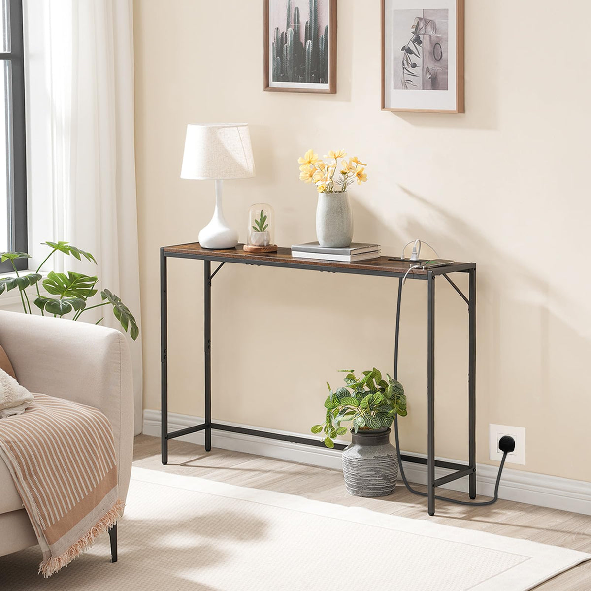 Narrow Sofa Table with Power Station F634533