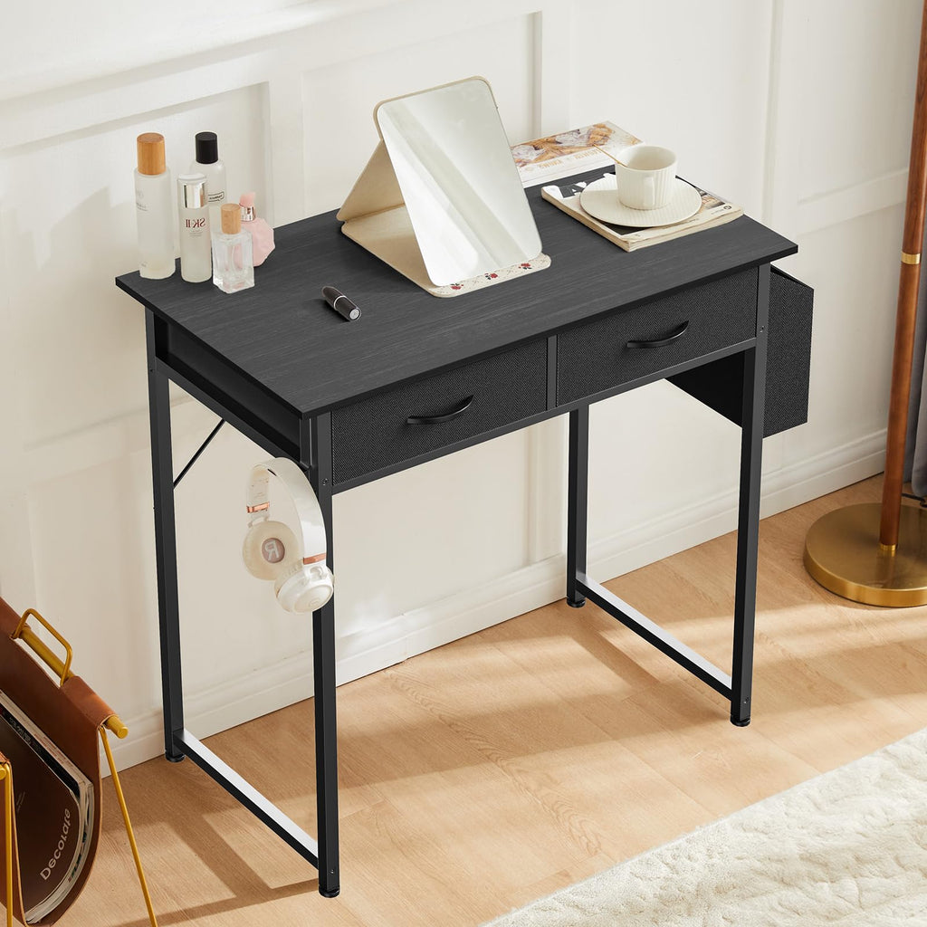 32" Black Computer Desk with Drawers I3938